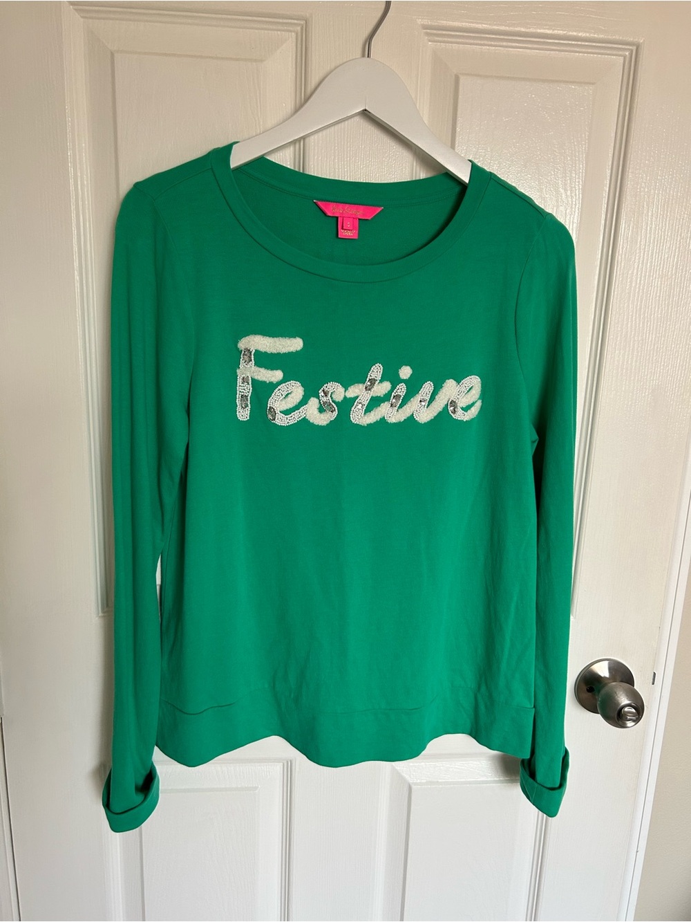 Lilly Pulitzer Rami Green Coconut ‘Festive' Pullover